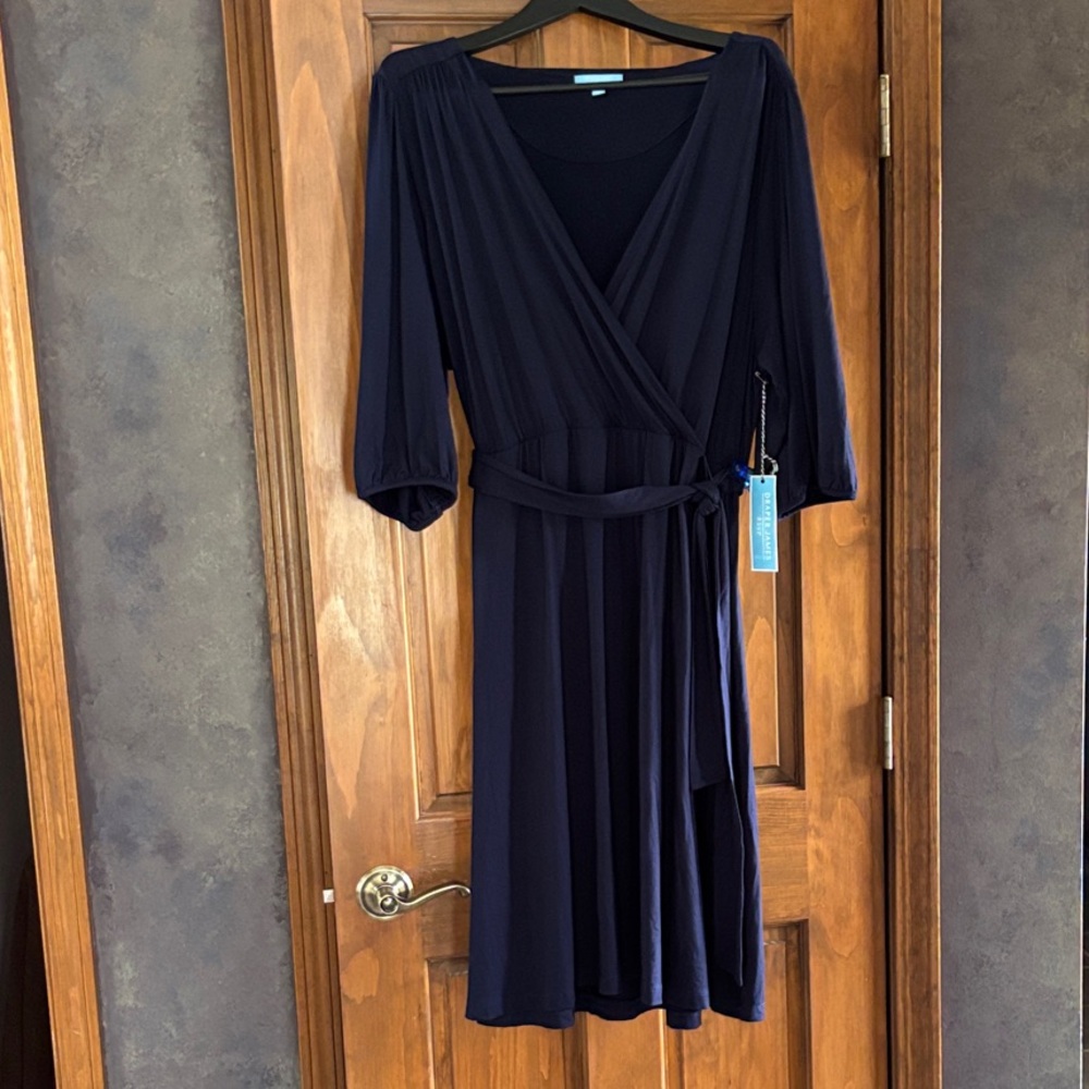 Draper James Navy Wrap Midi Dress